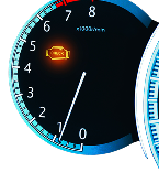 Car dashboard with check engine light illuminated. Tachometer needle at 1 - Dibble's Auto Center