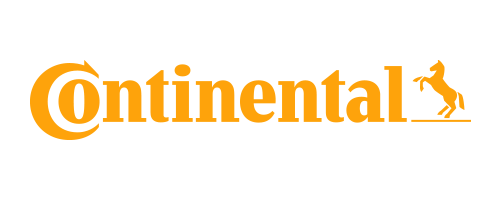 The continental logo is orange and white and has a horse on it.