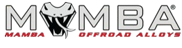A logo for mamba offroad alloys with a snake on it