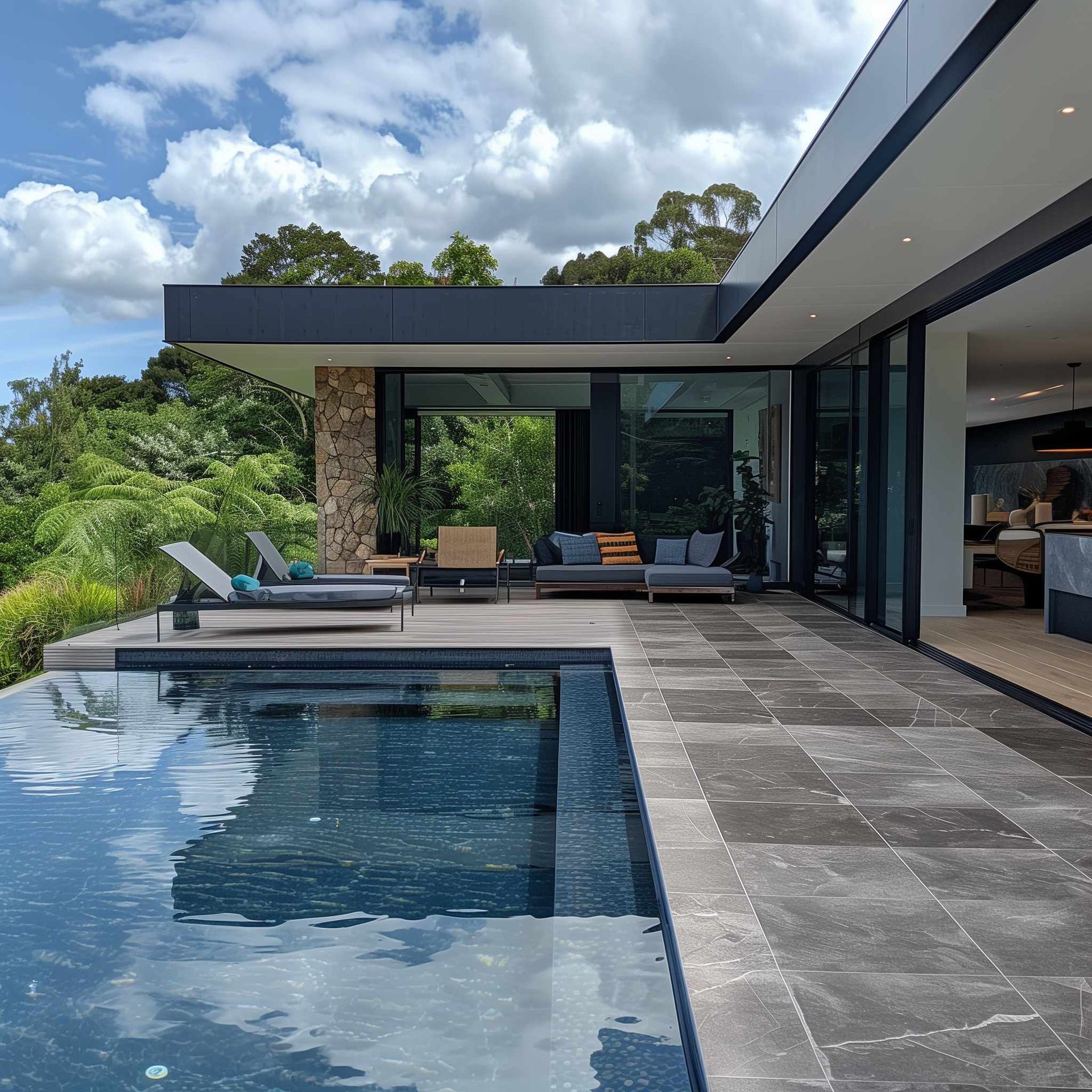 A large house with a large swimming pool. Auckland Tilers
