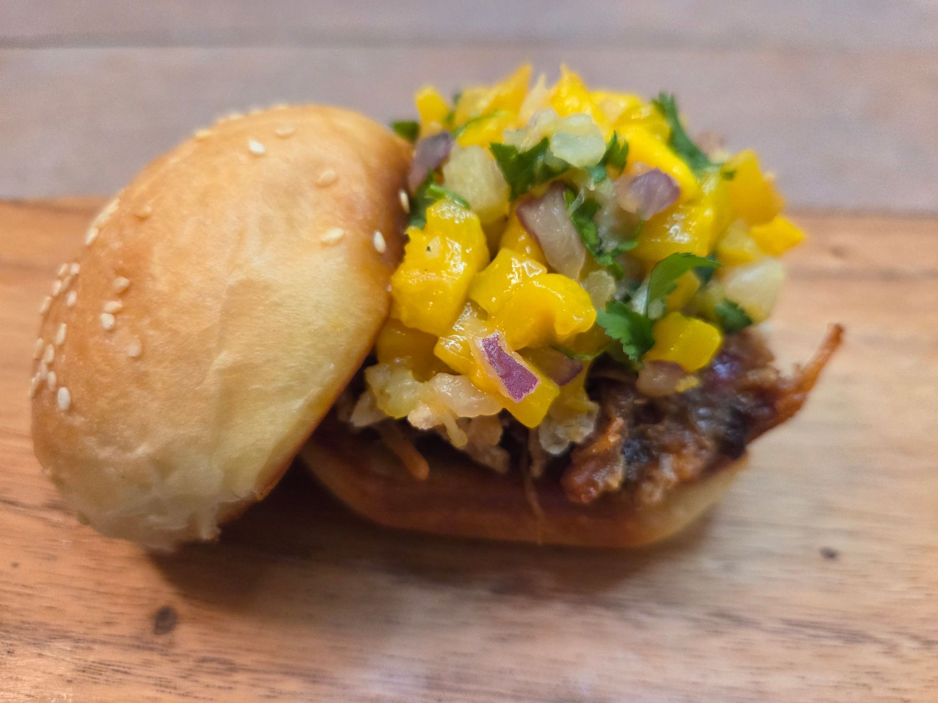 Chez Panise close up of Pulled Pork Slider