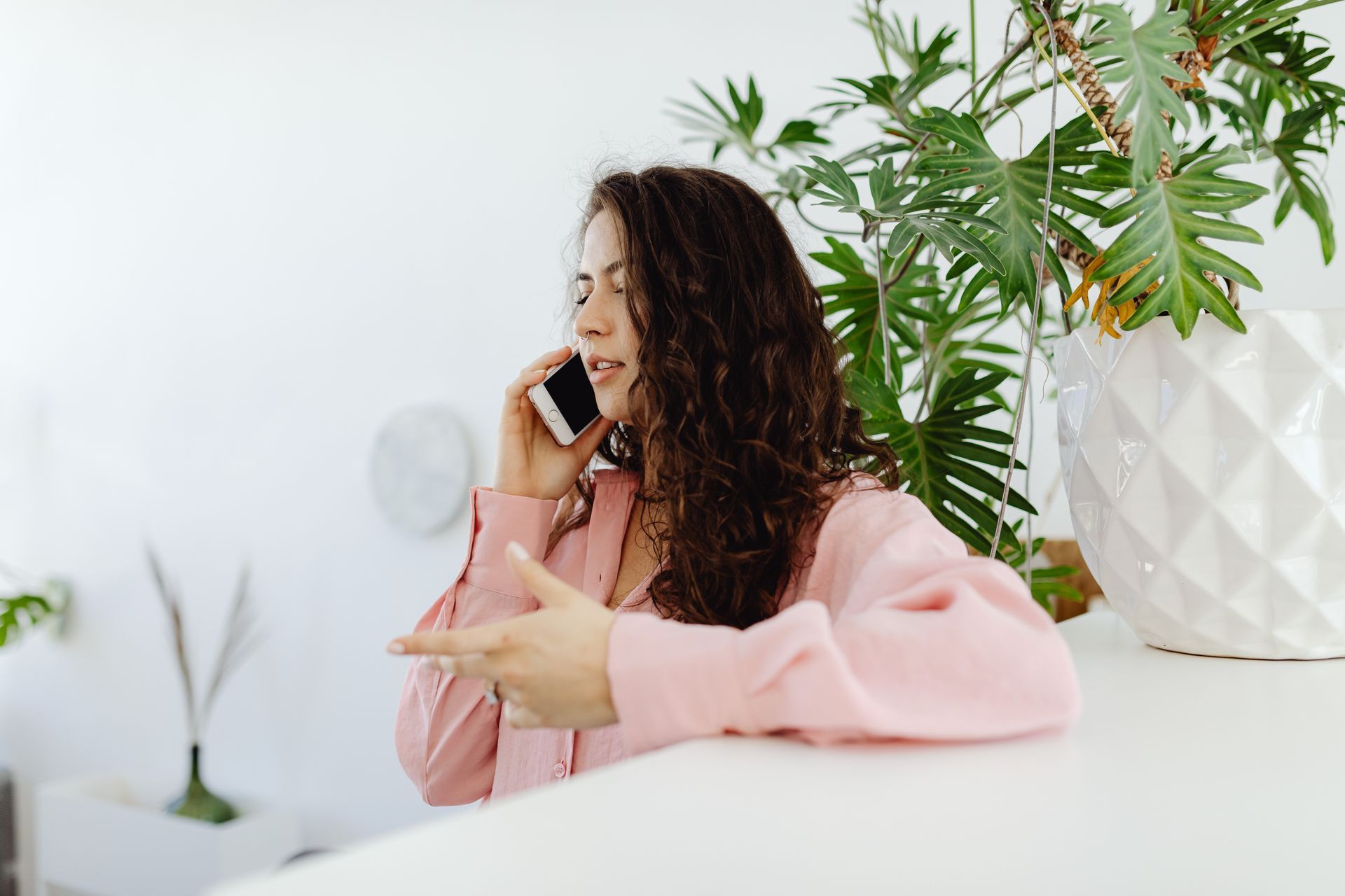 Female founder on the phone
