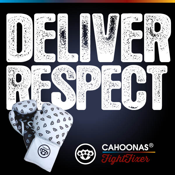 image shows a large pair of white boxing gloves and the large headline reads 'Deliver Respect'