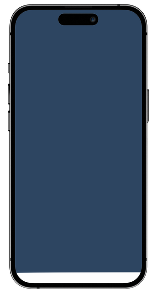 Dark blue smartphone with black frame, notch at top.