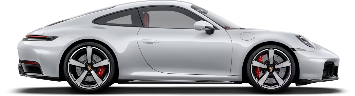 Red hatchback car with black wheels.