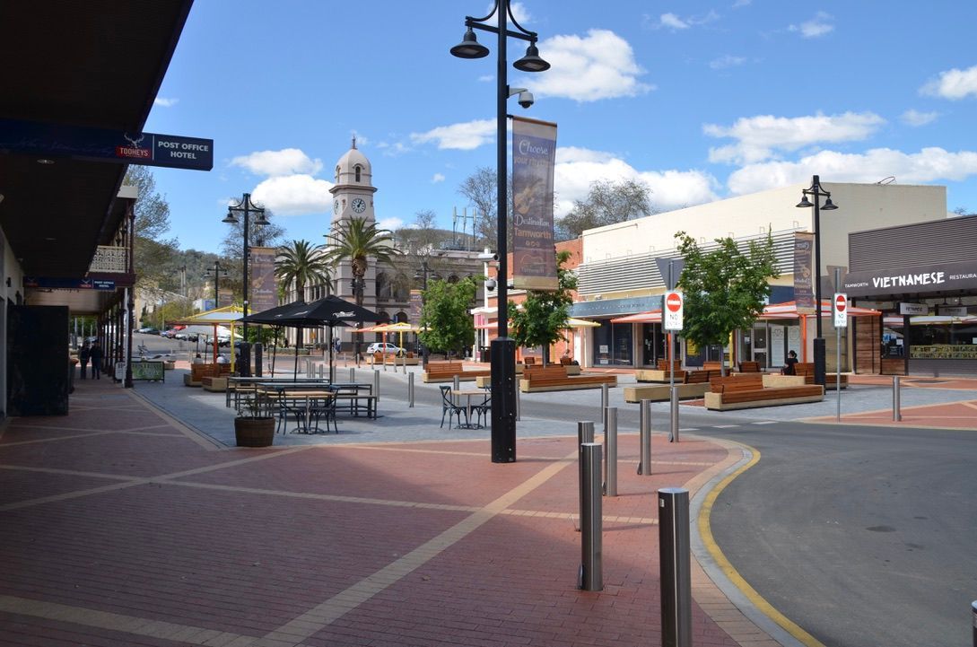 Town Alley Way With Cafe Benches— The Skeleton Key Locksmiths & Security in West Tamworth, NSW