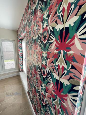 Professional wallpaper hanging by Kirkdec. Feature wall installation experts in Lanarkshire and Glasgow.