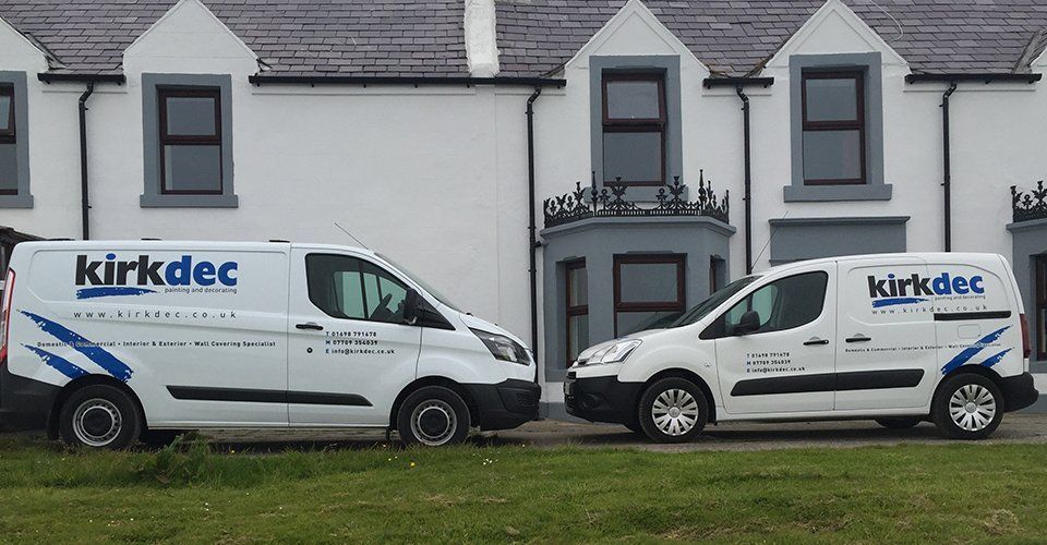 Kirkdec Painting & Decorating branded vans serving Strathaven and Lanarkshire