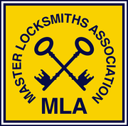 Master Locksmiths Association logo: crossed keys on yellow circle, text 