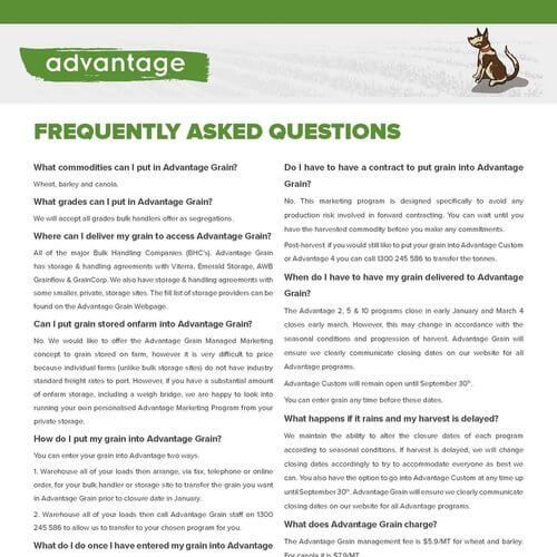 Advantage Grain Frequently asked questions