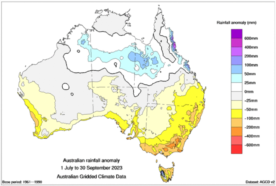 a map of australia showing rainfall anomaly
