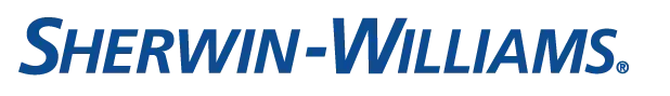 A blue logo for sherwin williams on a white background
