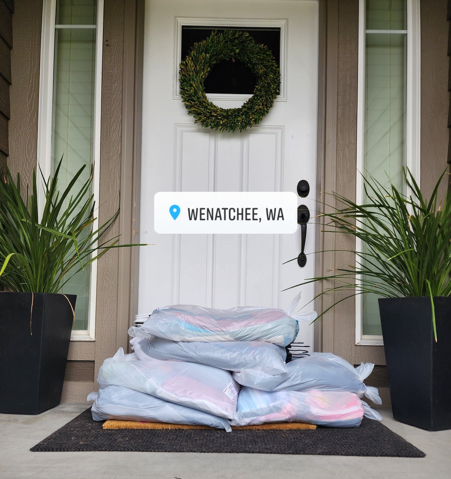 Laundry bags outside the door