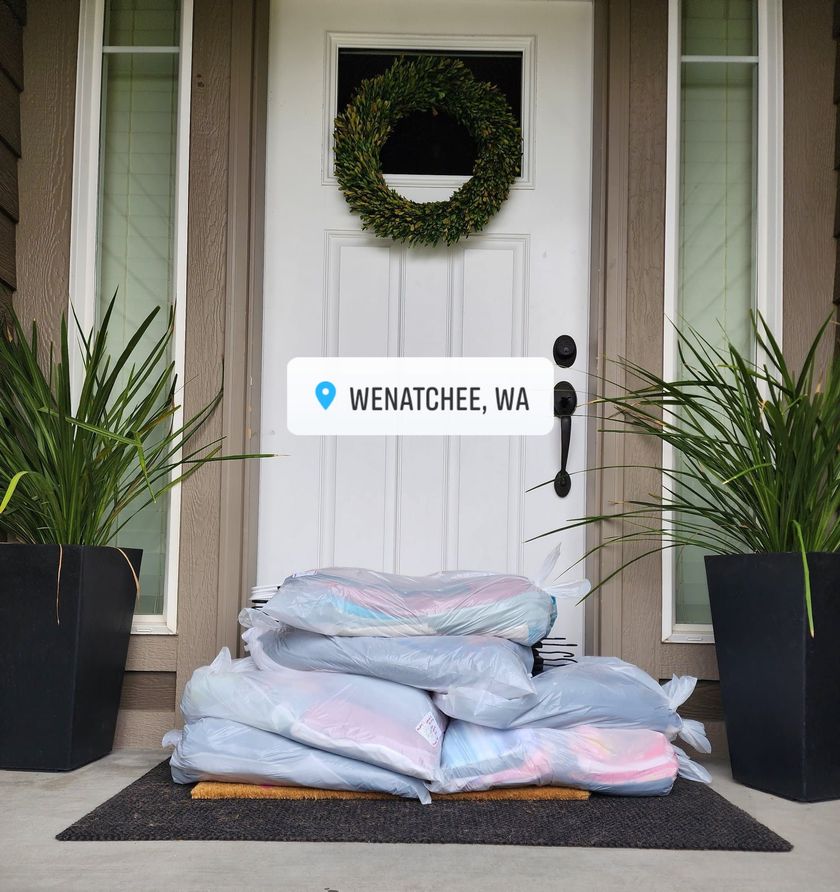 Laundry bags outside the door