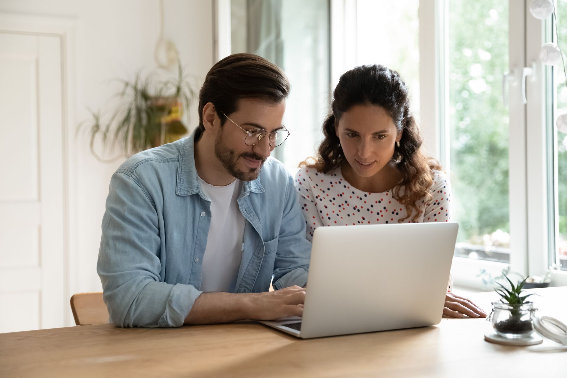 Couple using a computer