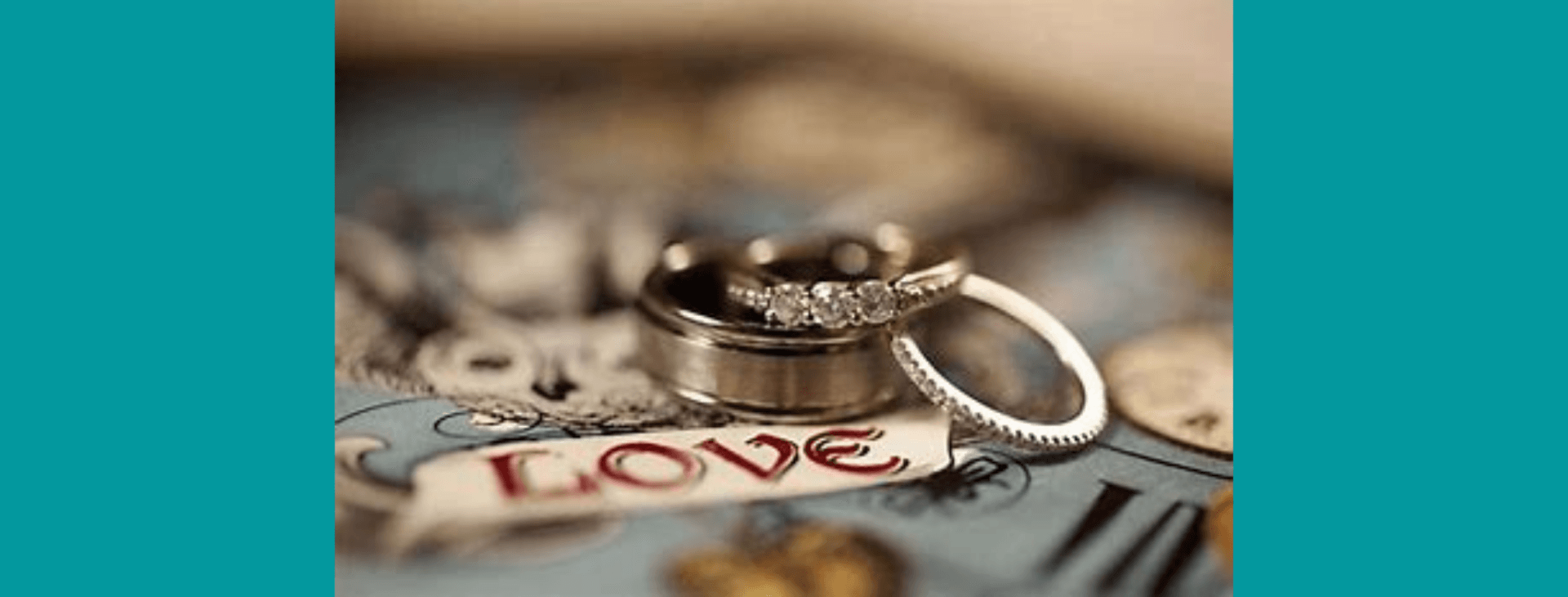wedding rings with love sign