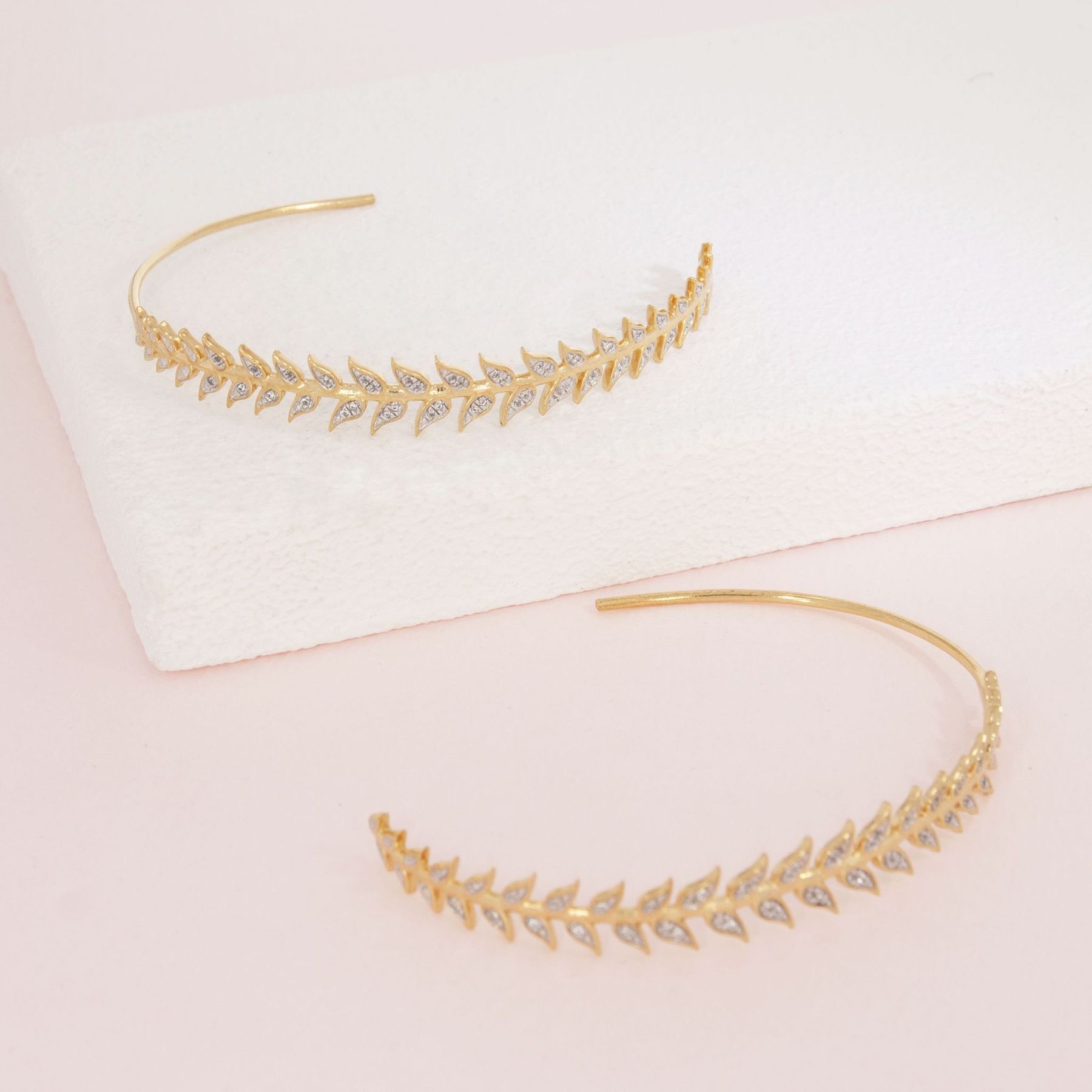 ella stein gold leaf hoop earrings