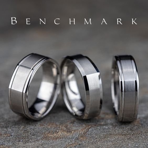 Benchmark Men's White Gold Wedding Bands