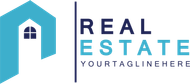 A blue realtor logo on a white background