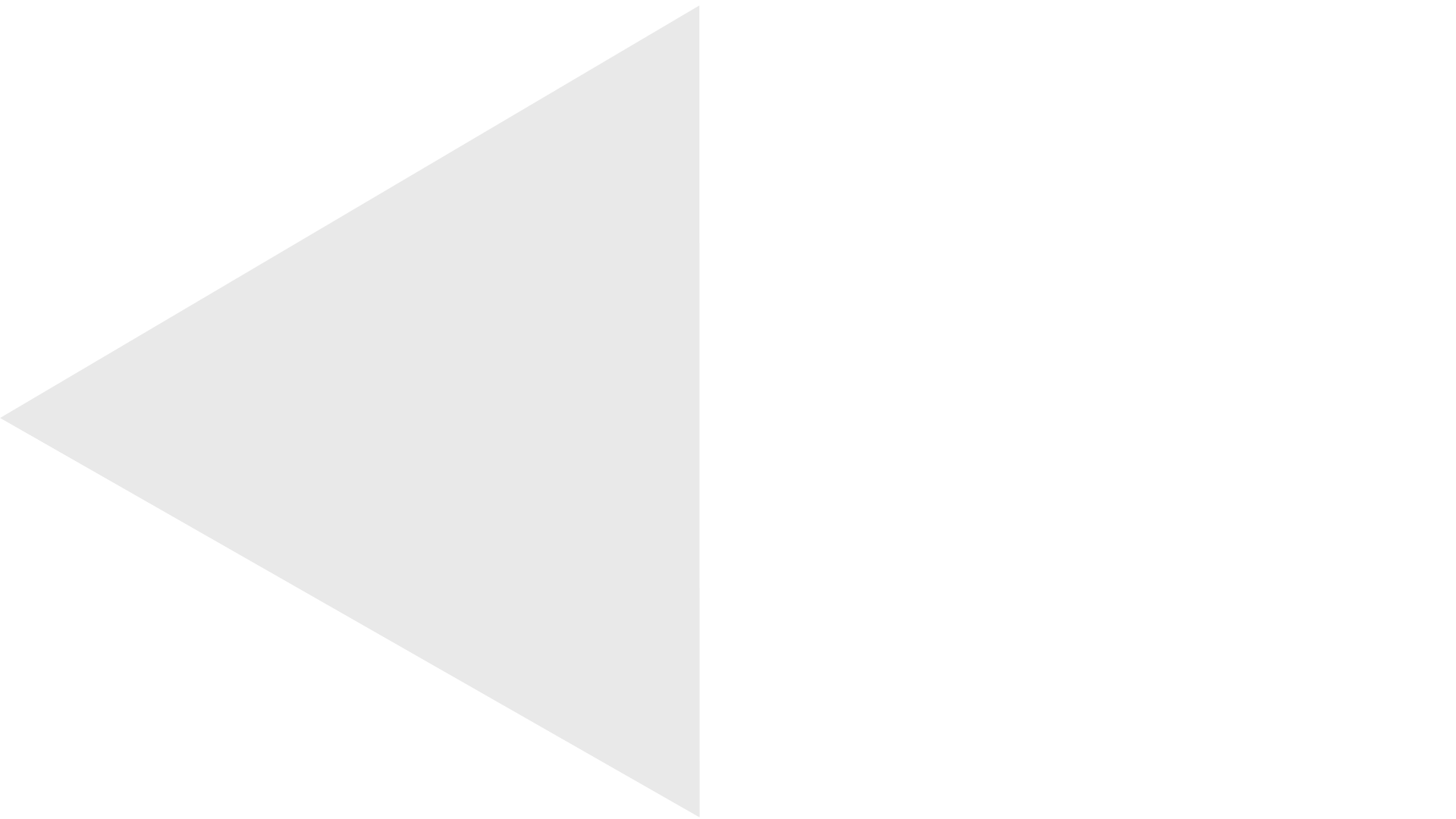 A white triangle with a shadow on a white background.