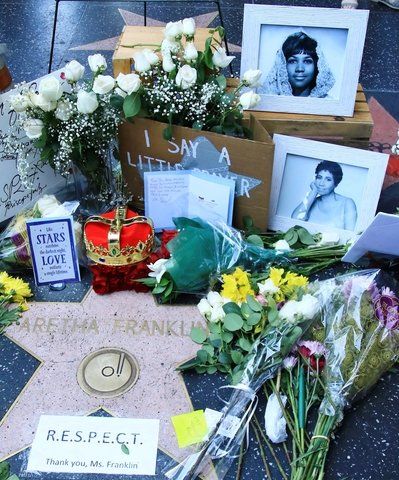 Aretha Franklin memorial Hollywood Star