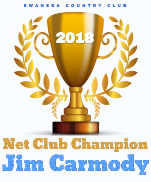 A picture of a trophy that says ' net club champion jim carmody ' on it
