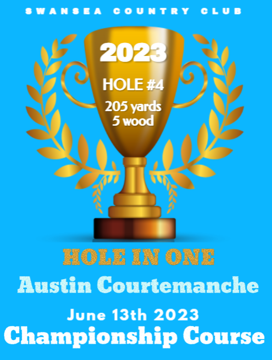 A poster for the 2023 hole in one championship course