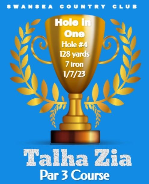 A swansea country club advertisement for talha zia par 3 course