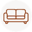 Two seater sofa icon in a circle
