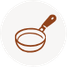 Frying pan with handle icon in a circle
