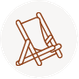 Beach chair icon in a circle.