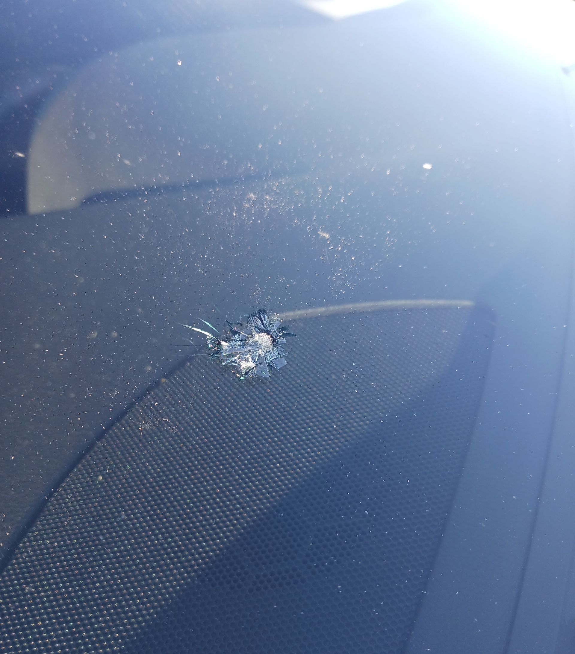 Before windshield repair in Charlotte, NC