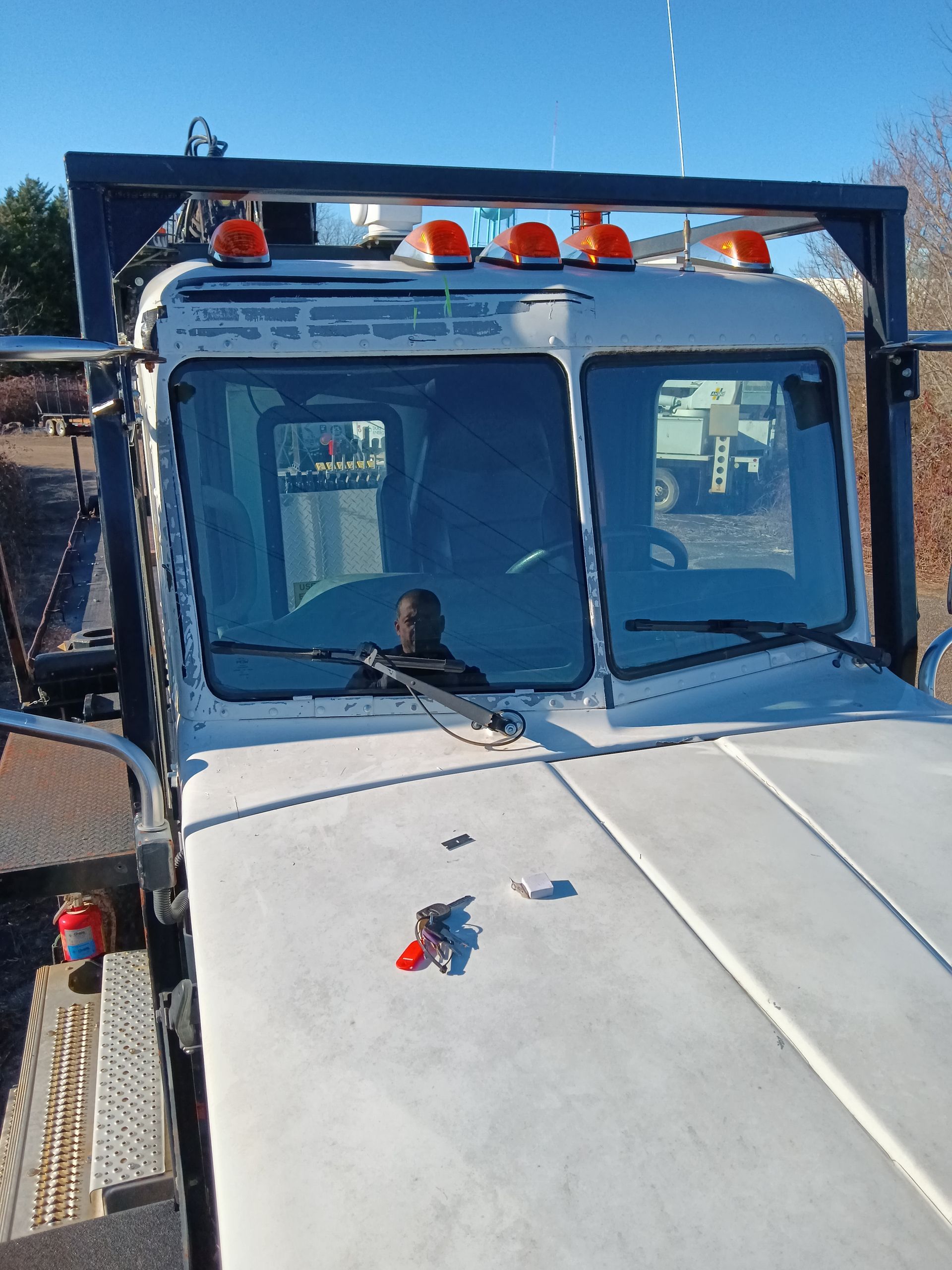 Mobile windshield replacement on a Peterbilt truck in Charlotte, NC