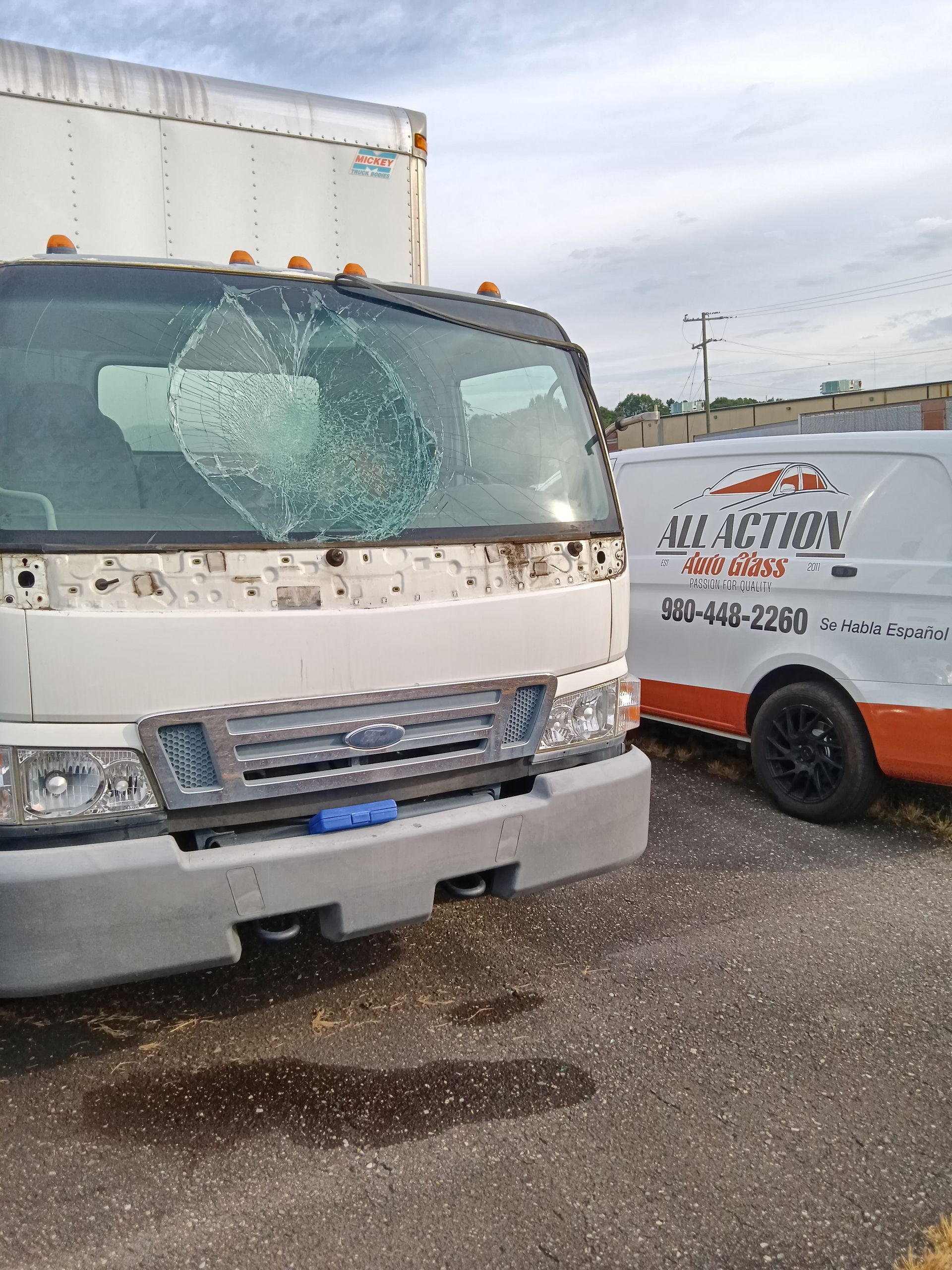 Before Box Truck Windshield Replacement in Charlotte, NC