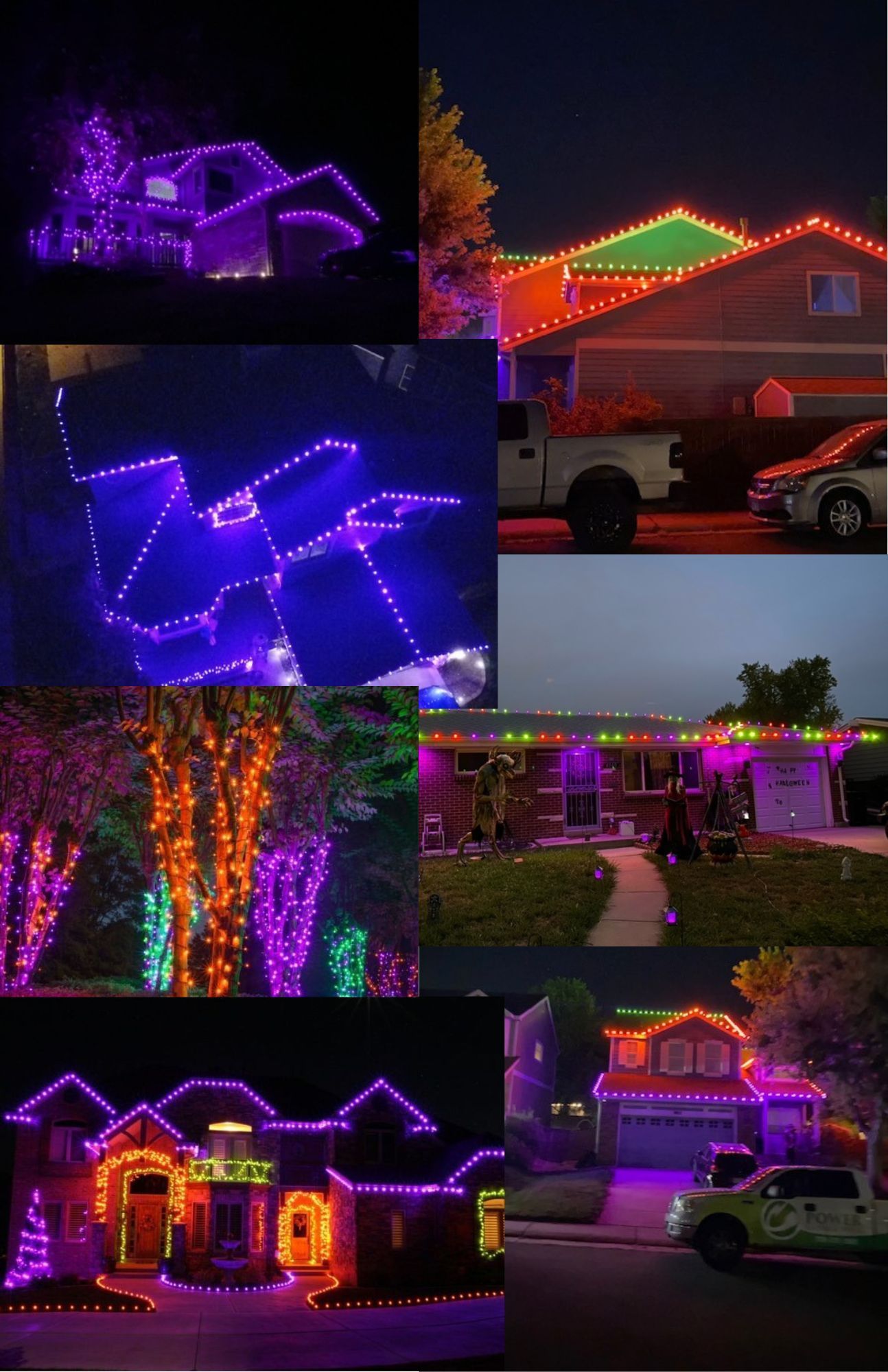 Three carved pumpkins are sitting next to each other on a table.