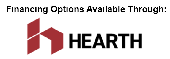 A hearth logo that says financing options available through