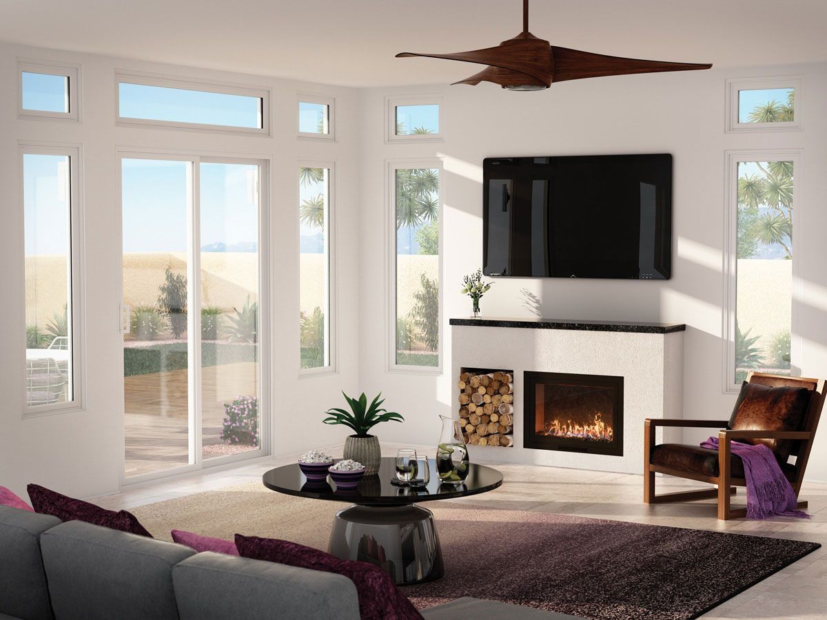 Living room with window and chimney — Fixed Windows in Tamworth, NSW