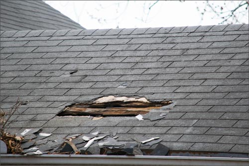 Damaged roof — Indianapolis, IN — Rain-Flow Gutters