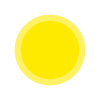 A yellow circle with a white border on a white background.