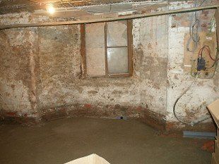 basement that has a rotten wall