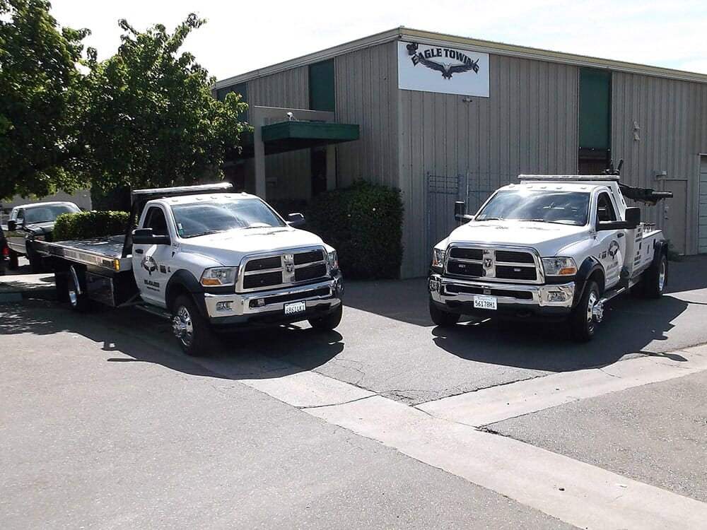 Two Tow Cars Parked outside a Building — Lockouts in Sacramento, CA