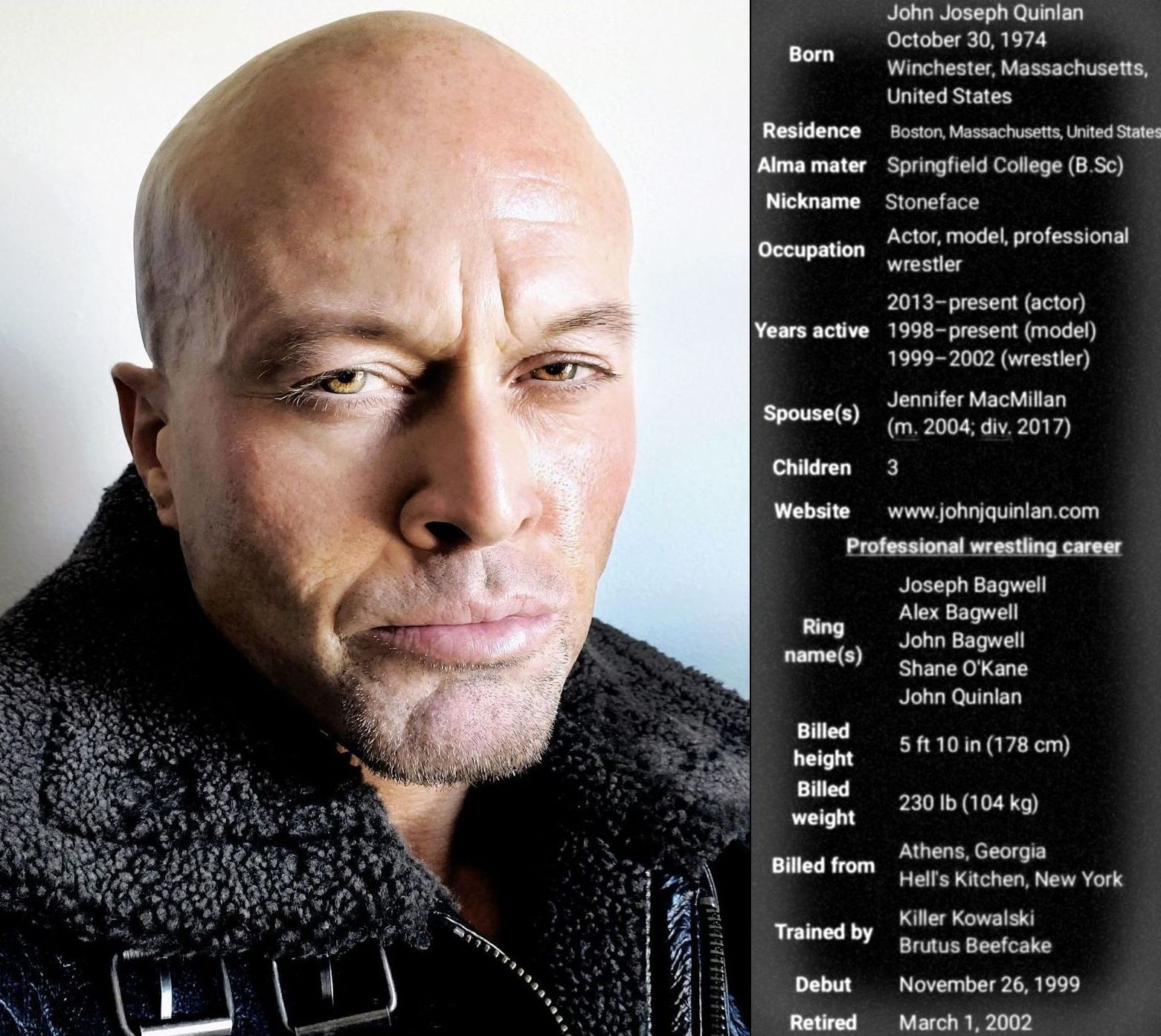 Actor & Model John J. Quinlan aka Stoneface Bio 2019 #JohnQuinlan #JohnJQuinlan