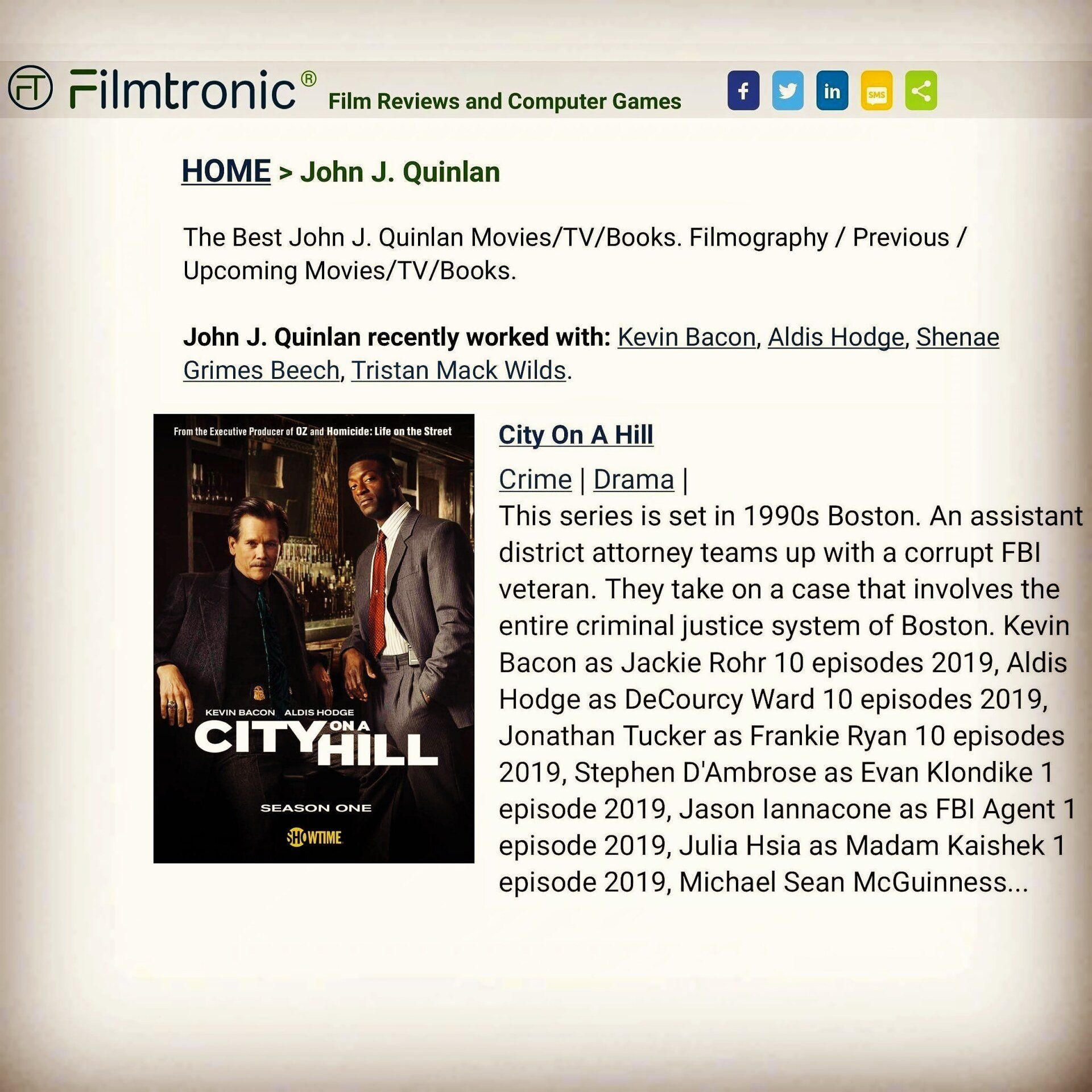 Actor John J. Quinlan City on a Hill on Showtime #JohnQuinlan #JohnJQuinlan
