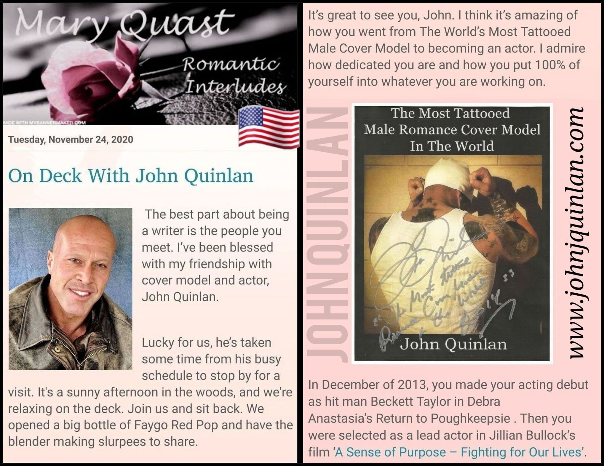 Actor John J. Quinlan Mary Quast Interview 11-2020 #JohnQuinlan #JohnJQuinlan