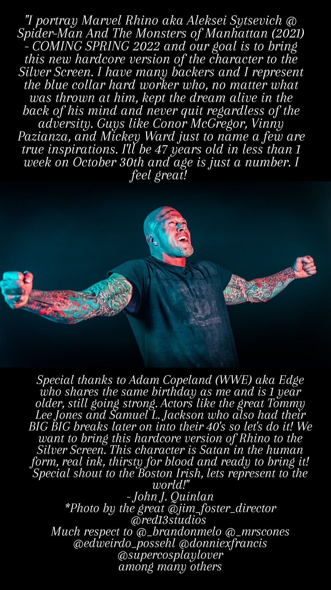 Actor John J. Quinlan Stoneface as Hardcore Marvel Rhino