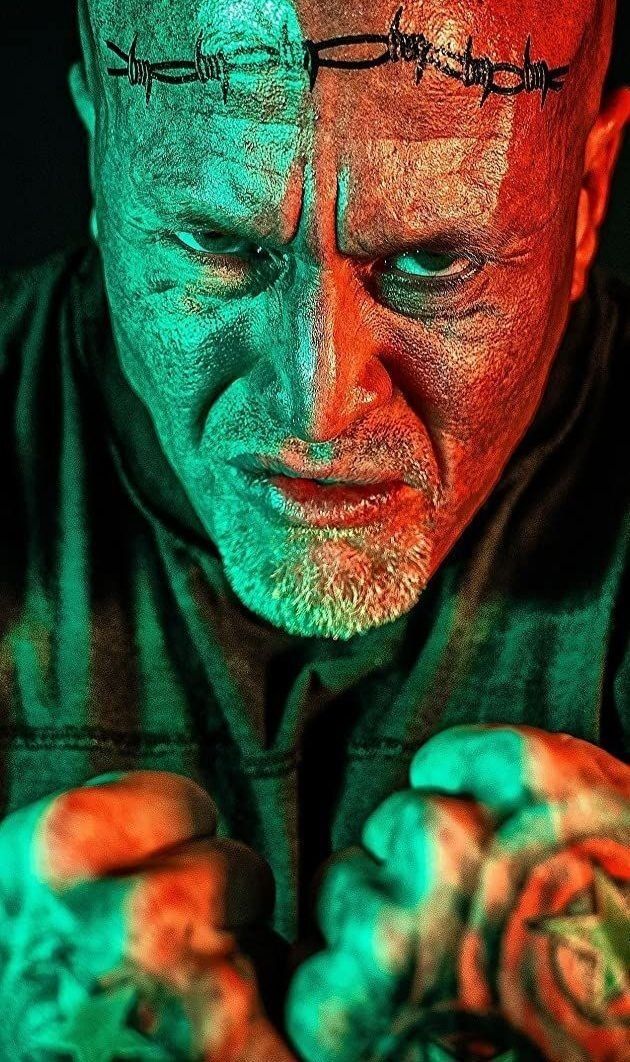 Actor John J. Quinlan Stoneface as Hardcore Marvel Rhino Eyes of a Villain
