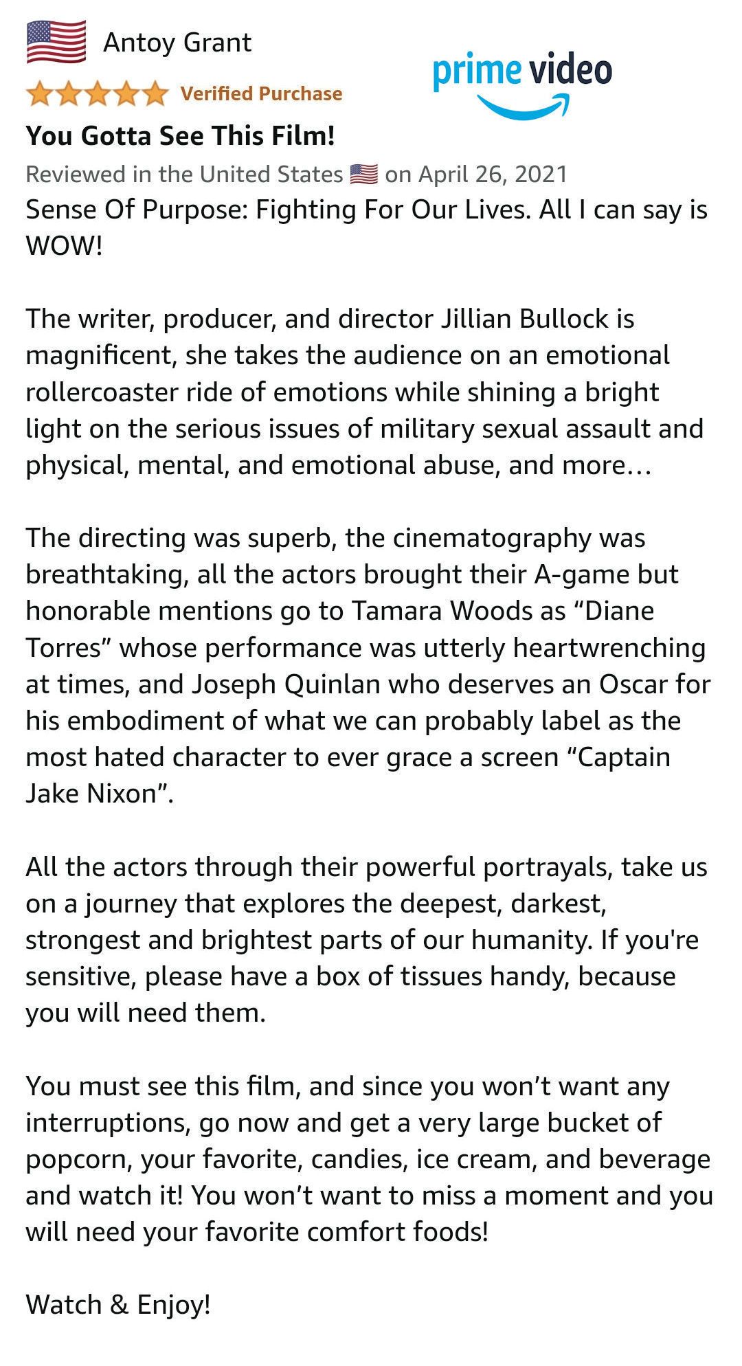 Actor John Quinlan @ Prime Video Review by Antoy Grant