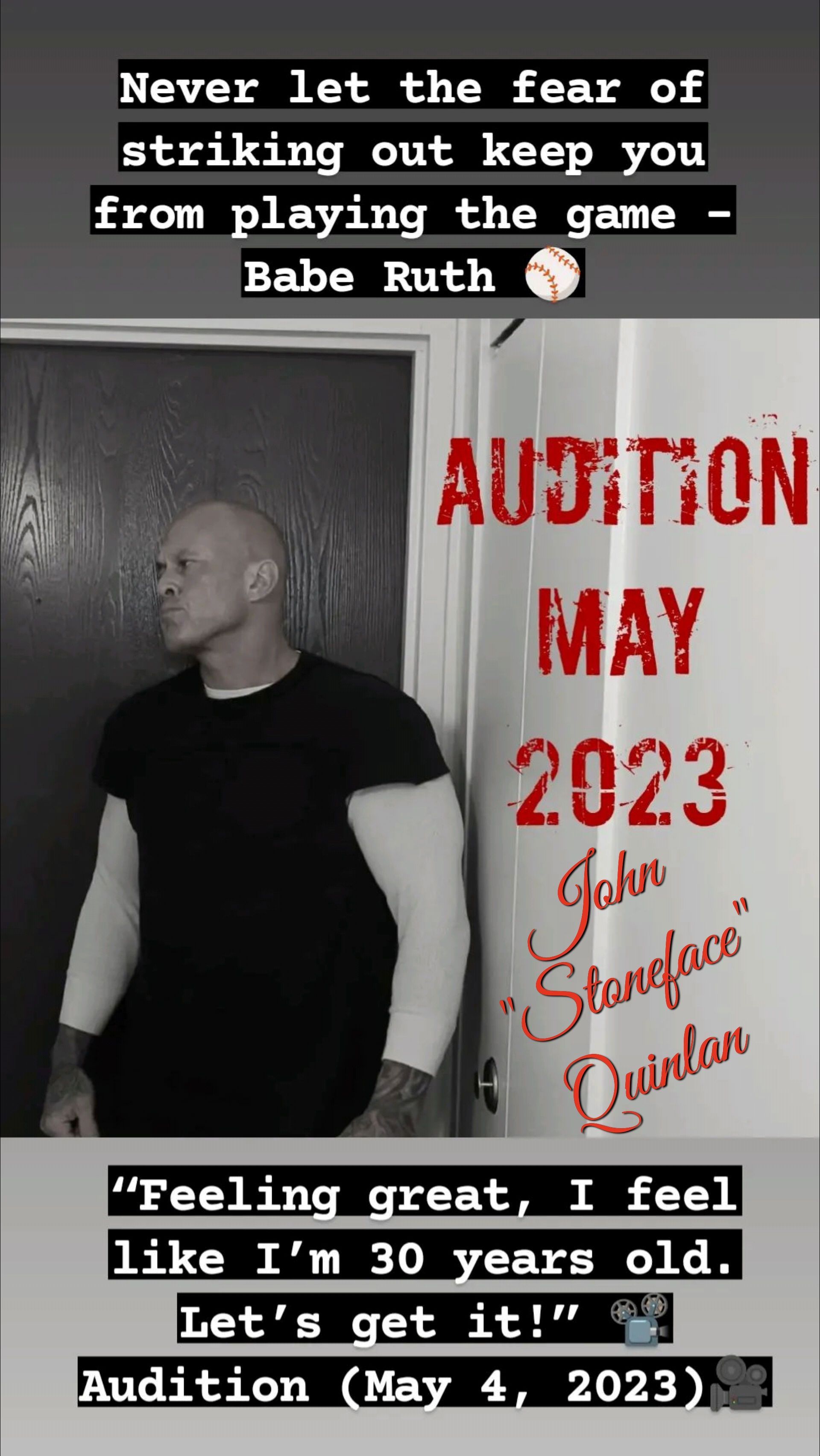 Actor John Stoneface Quinlan Audition May 2023 Quote Poster