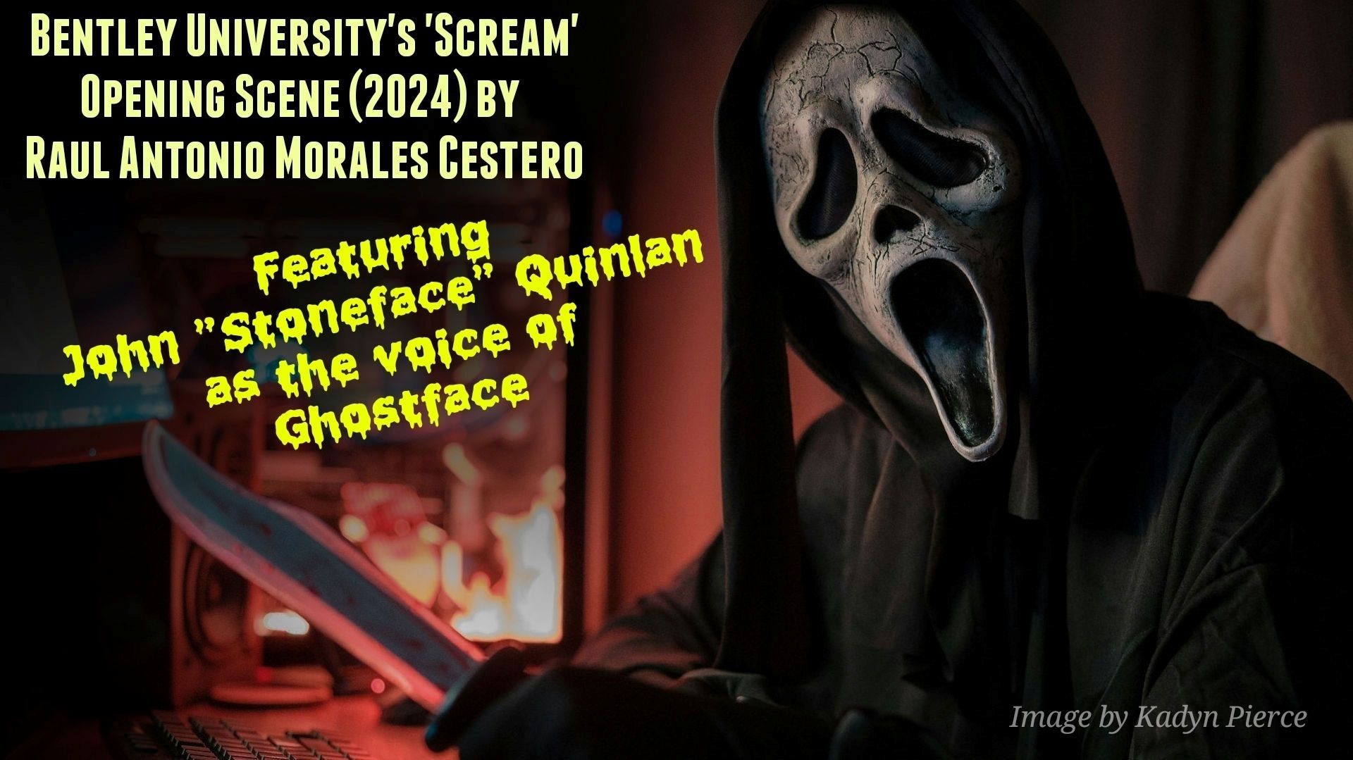 Bentley University's 'Scream' (2024) opening  scene featuring John
