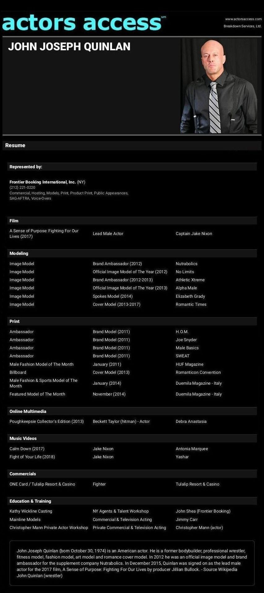 John Quinlan @ Actors Access via March 2019